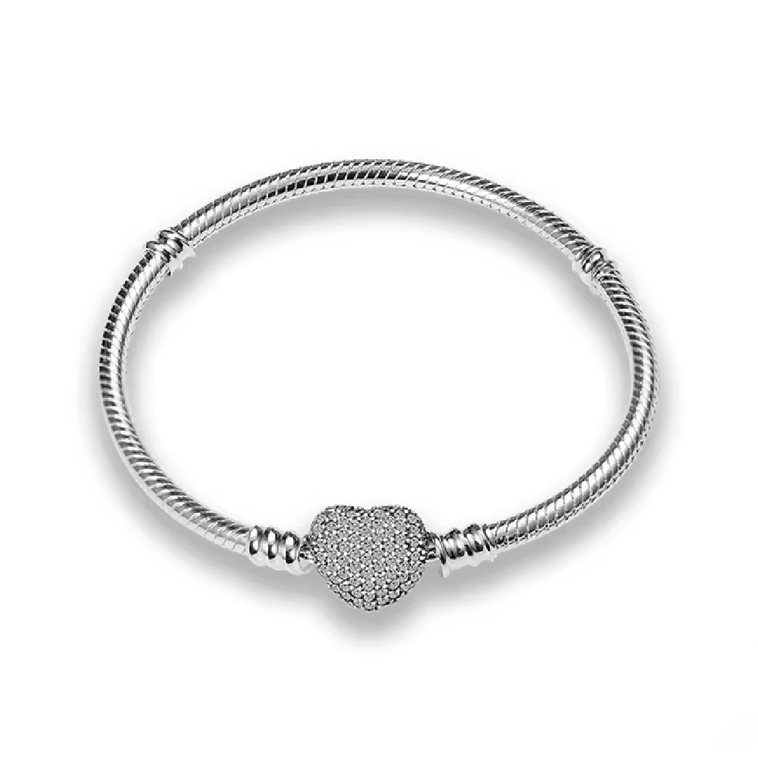Pulsera Clásica Corazón con Brillos
