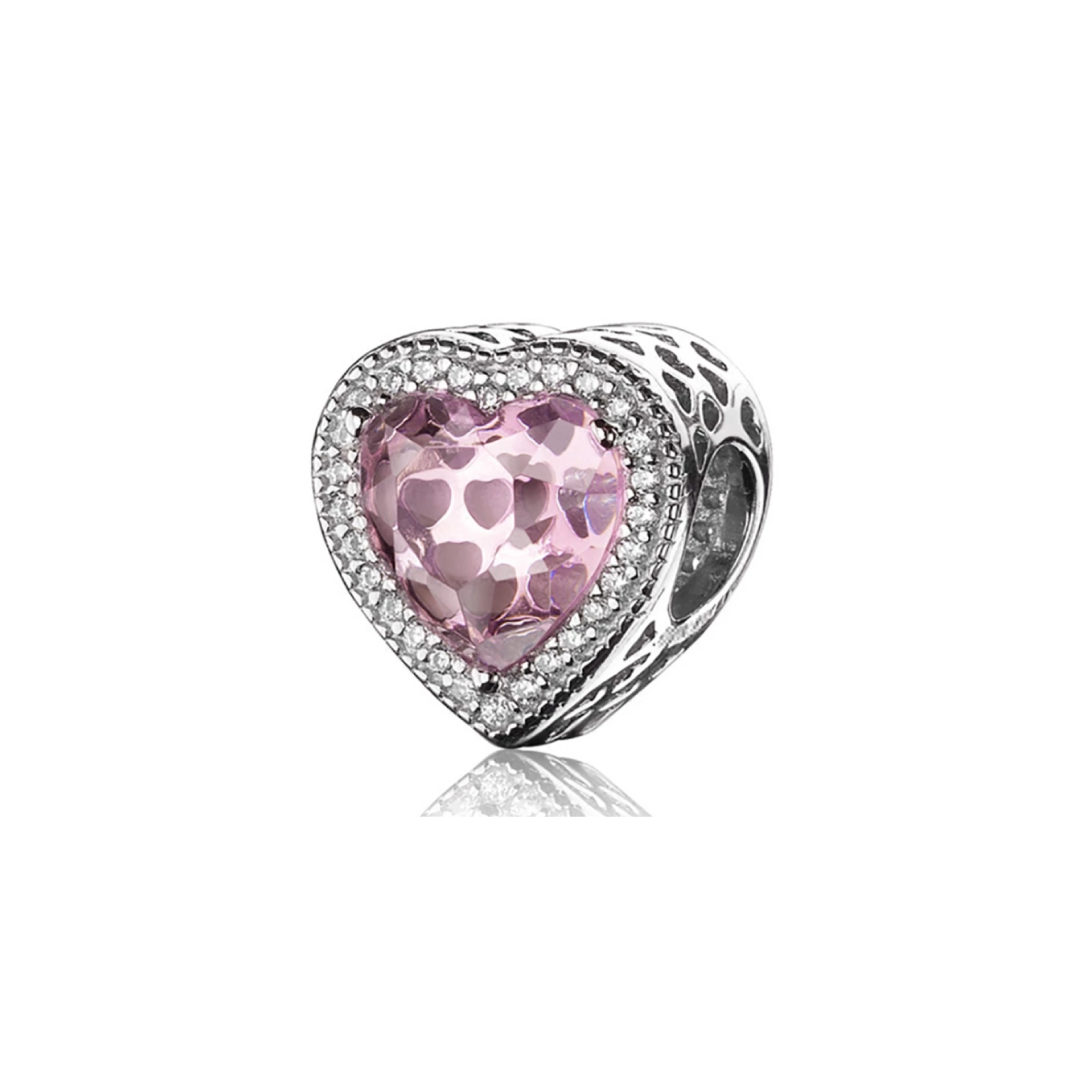 Charm Corazón Zirconia Rosa